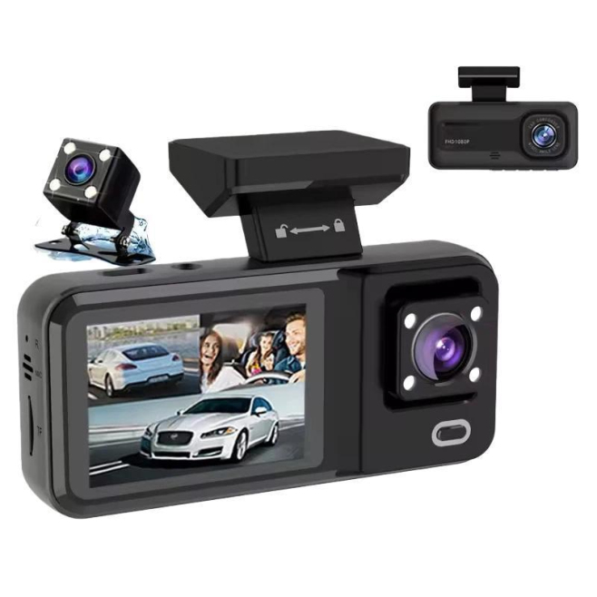 Caméra Embarquée Pour Voiture Avec Vision Avant Intérieure Et Arrière Enregistrement En Boucle Détection De Mouvement Et Surv...