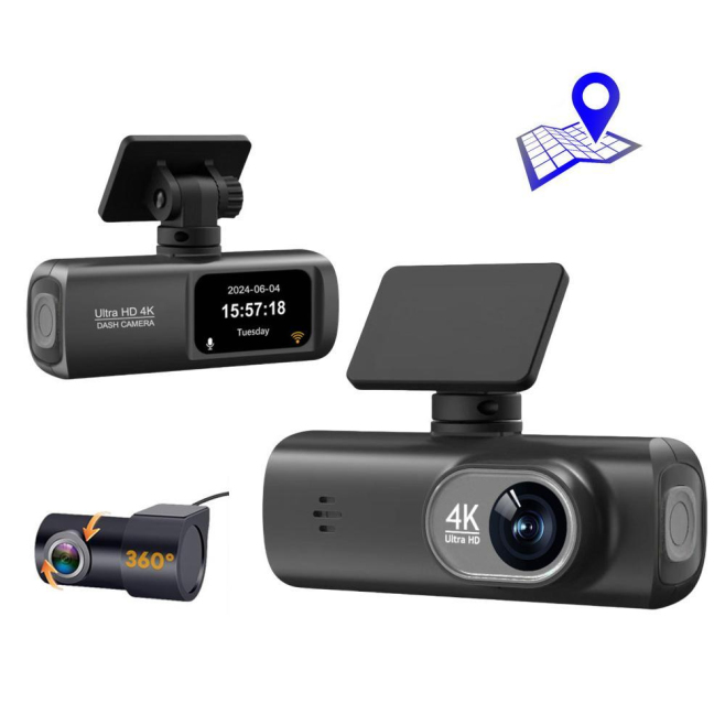 Caméra Embarquée Voiture Double Enregistrement 4K 1080P WiFi GPS Vision Nocturne Connectée Smartphone - www.yonis-shop.com