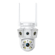 Caméra De Surveillance 3 Écrans 1080p Avec Vision Nocturne Double Éclairage Rotation PTZ 355° Et Stockage Cloud TF 128 Go - w...