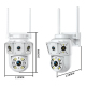 Caméra De Surveillance 3 Écrans 1080p Avec Vision Nocturne Double Éclairage Rotation PTZ 355° Et Stockage Cloud TF 128 Go - w...