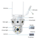 Caméra De Surveillance 3 Écrans 1080p Avec Vision Nocturne Double Éclairage Rotation PTZ 355° Et Stockage Cloud TF 128 Go - w...