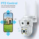Caméra De Surveillance 3 Écrans 1080p Avec Vision Nocturne Double Éclairage Rotation PTZ 355° Et Stockage Cloud TF 128 Go - w...