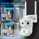 Caméra De Surveillance 3 Écrans 1080p Avec Vision Nocturne Double Éclairage Rotation PTZ 355° Et Stockage Cloud TF 128 Go - w...
