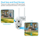 Caméra De Surveillance 3 Écrans 1080p Avec Vision Nocturne Double Éclairage Rotation PTZ 355° Et Stockage Cloud TF 128 Go - w...