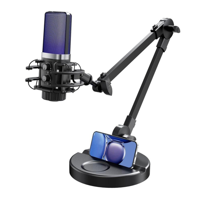 Microphone USB À Condensateur Pour Streaming Et Enregistrement RGB Cardioïde Avec Bras Articulé - www.yonis-shop.com