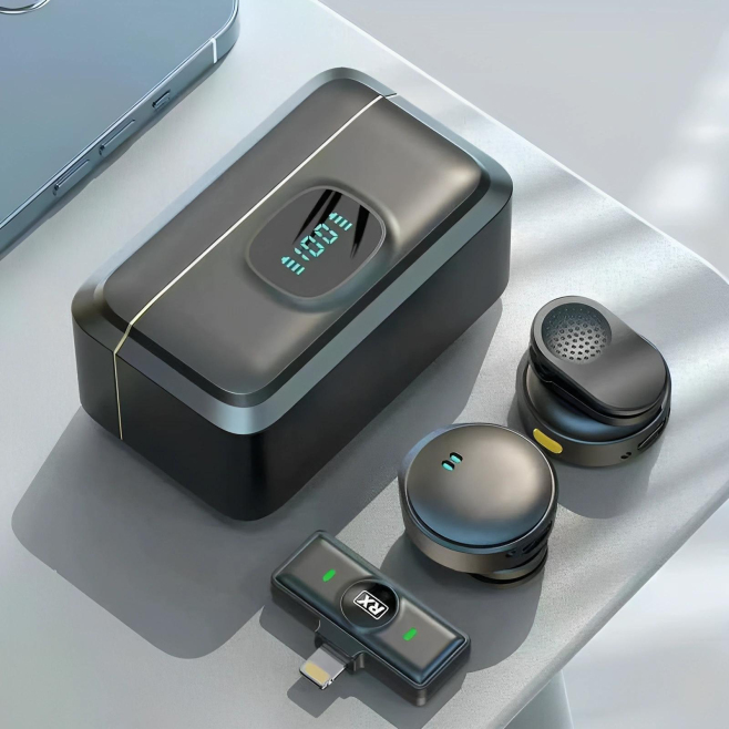 Microphone Cravate Sans Fil À Réduction De Bruit Autonomie De Plus De 12 Heures Et Boîtier De Charge Avec Affichage Batterie ...
