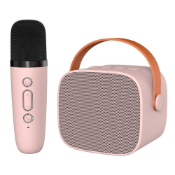 Enceinte Bluetooth Portable De Karaoké Pour Enfants Et Famille Avec Microphone Amovible Rose 6 W Effet Écho