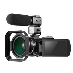 Caméscope Vidéo 4K Avec Vision Nocturne WiFi Zoom Optique 12X Écran Tactile Et Microphone Noir