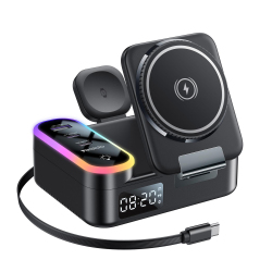 Station De Charge Magnétique Sans Fil 8 En 1 65 W Pour Plusieurs Appareils Avec Câble Type C Rétractable