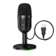 Microphone De Bureau USB A RGB Omnidirectionnel Pour Ordinateur Avec Monitoring 3,5 Mm Et Bouton Muet