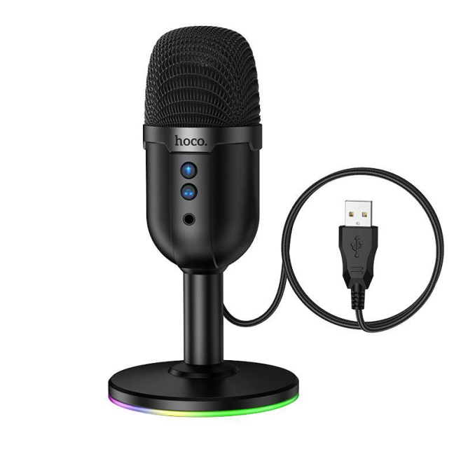 Microphone De Bureau USB A RGB Omnidirectionnel Pour Ordinateur Avec Monitoring 3,5 Mm Et Bouton Muet - www.yonis-shop.com