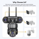 Caméra De Surveillance Panoramique 2MP À 360° Triple Objectif WiFi Sans Fil Alimentée À L’Énergie Solaire Noire - www.yonis-s...