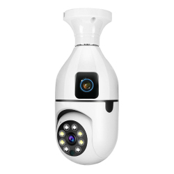 Caméra Ampoule De Surveillance Intérieure 4MP Double Objectif Vision Nocturne Couleur PTZ 360° WiFi 2.4 GHz E27