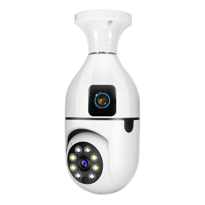 Caméra Ampoule De Surveillance Intérieure 4MP Double Objectif Vision Nocturne Couleur PTZ 360° WiFi 2.4 GHz E27 - www.yonis-s...