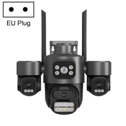 Caméra IP De Surveillance WiFi 3MP À Triple Objectif Avec Affichage Triple Écran PTZ Et Vision Nocturne En Couleur