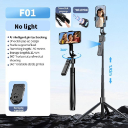 Perche Selfie Avec Trépied Pour Streaming Suivi Facial IA Stabilisation 3 Axes Extension 192 Cm Télécommande Bluetooth
