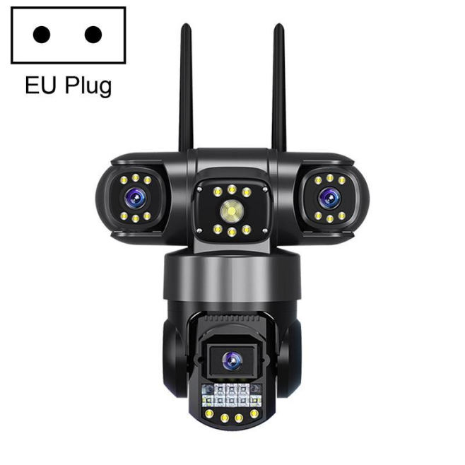 Caméra De Surveillance WiFi À Triple Objectif 360° 2MP Vision Nocturne Détection De Mouvement Audio Bidirectionnel - www.yoni...