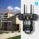Caméra De Surveillance WiFi À Triple Objectif 360° 2MP Vision Nocturne Détection De Mouvement Audio Bidirectionnel - www.yoni...