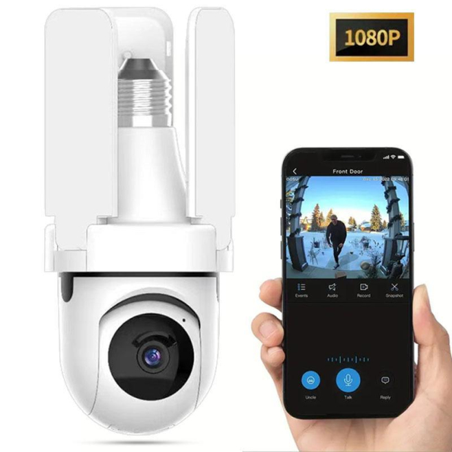 Caméra De Surveillance WiFi 3MP 5GHz Format Ampoule Avec Ventilateur Trois Pales Vision Nocturne 20 M - www.yonis-shop.com