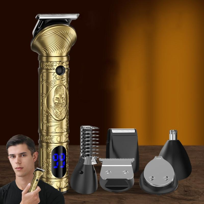 Tondeuse Homme 6 En 1 Multiusage 6 Têtes Amovibles Autonomie 3 Heures Écran LCD USB-C Corps Métal 马会 - www.yonis-shop.com