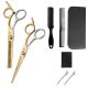 Set De Ciseaux De Coiffure En Acier Inoxydable 8 Pièces Lames Effileuses En V Poignée Ergonomique 17 Cm