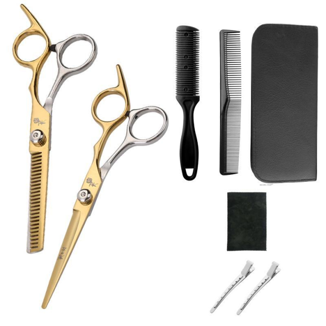 Set De Ciseaux De Coiffure En Acier Inoxydable 8 Pièces Lames Effileuses En V Poignée Ergonomique 17 Cm - www.yonis-shop.com