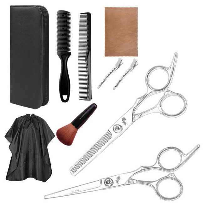 Ensemble De Ciseaux De Coiffure En Acier Inoxydable Pour Coupe Et Effilage Lames À 45° Dents En V Poignée Ergonomique - www.y...