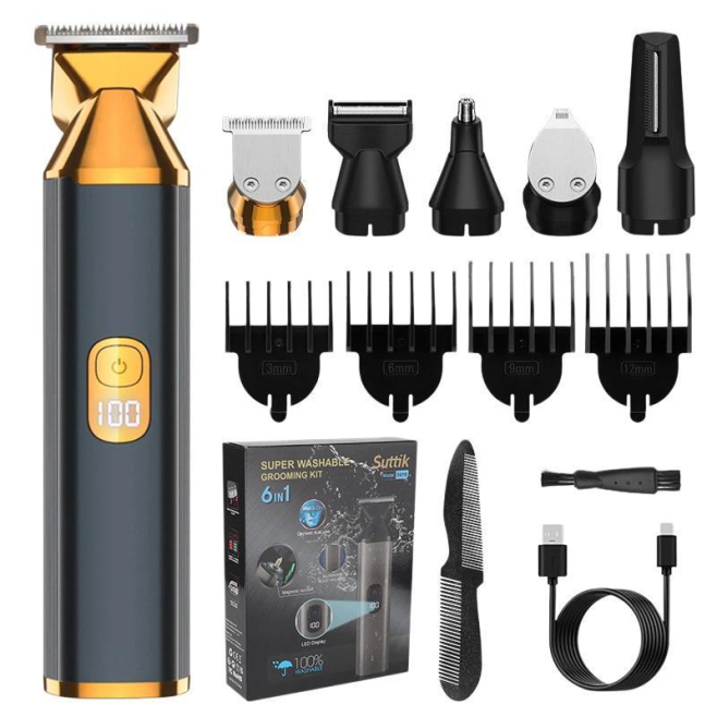 Tondeuse À Cheveux Multifonction Cheveux Nez Menton Et Corps Étanche IPX6 Écran Numérique 90 Min Type C - www.yonis-shop.com