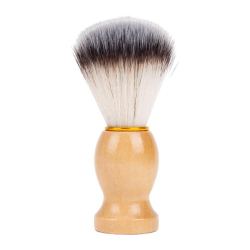 Blaireau De Rasage Pour Barbe En Poils De Nylon Et De Blaireau Tête Dense Exfoliante Manche En Bois