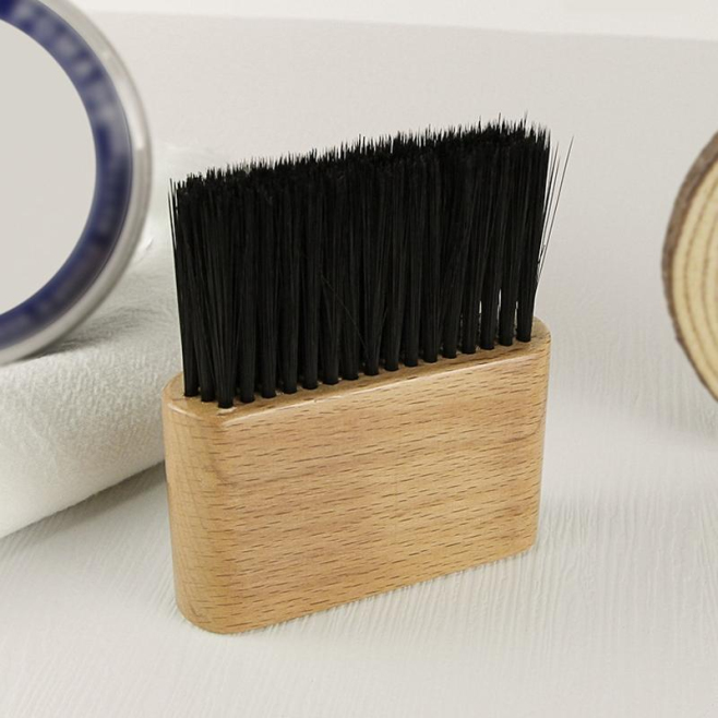 Brosse De Nettoyage De Nuque Et Visage Après Coupe Nylon Doux Manche En Hêtre Pour Salon Et Maison - www.yonis-shop.com