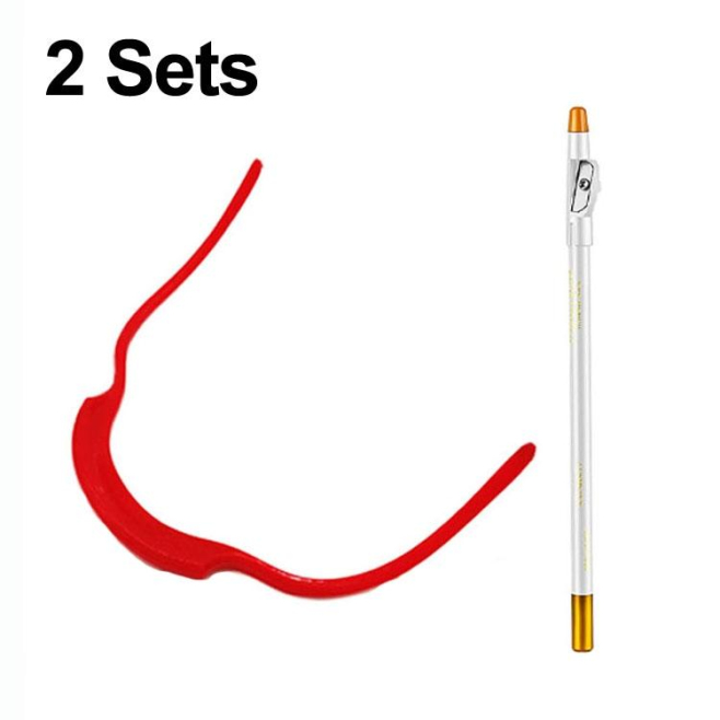 Lot De 2 Kits De Traçage De Barbe Avec Règle De Contour Stylo Et Élastique En PP Flexible - www.yonis-shop.com
