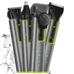 Tondeuse Barbe Homme 4 En 1 Étanche IPX5 Avec Têtes T Blade Rasage Nez Recharge USB-C Peignes 3 À 12 mm