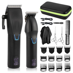 Kit De Tondeuses À Cheveux Électriques Pour Homme Avec Affichage LCD 12 Sabots Et Vitesses Réglables USB