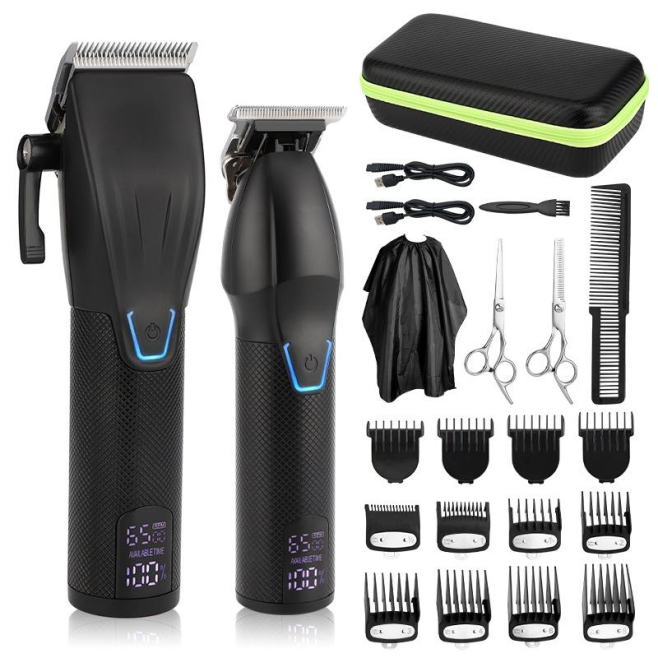 Kit De Tondeuses À Cheveux Électriques Pour Homme Avec Affichage LCD 12 Sabots Et Vitesses Réglables USB - www.yonis-shop.com