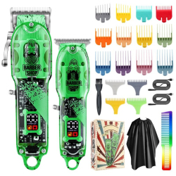 Tondeuse À Cheveux Électrique Avec Tondeuse De Finition Homme Lames Inoxydables Levier Réglable Affichage LED Autonomie 3 Heures