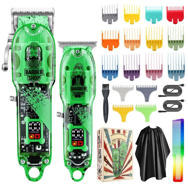 Tondeuse À Cheveux Électrique Avec Tondeuse De Finition Homme Lames Inoxydables Levier Réglable Affichage LED Autonomie 3 Heu...