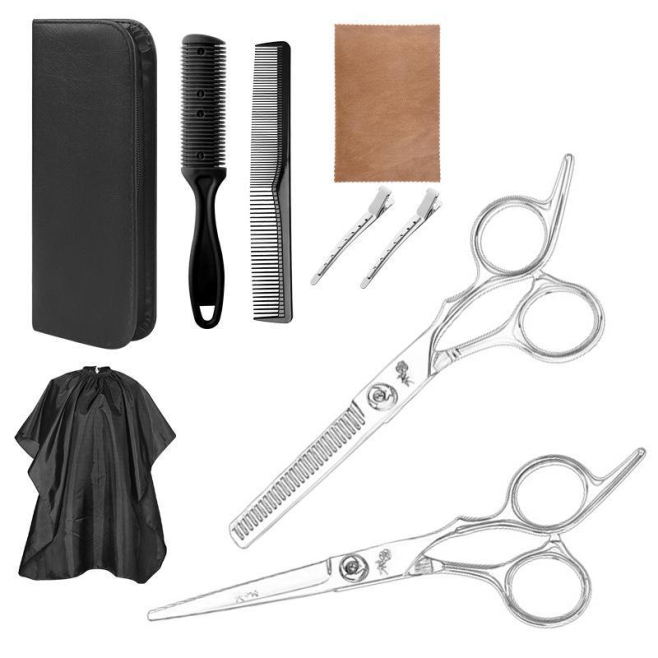 Set De Ciseaux De Coiffure En Acier Inoxydable Pour Coupe Et Désépaississage Lames 45° Dents En V Poignée Ergonomique - www.y...