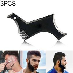 Peigne Pochoir De Mise En Forme De Barbe Pour Homme 3 Pièces Plastique PS Noir 14x18x0.3 cm