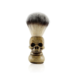 Brosse De Rasage Pour Barbe Tête De Mort Avec Bol À Mousse Dense En Nylon Souple Et Acier Inoxydable