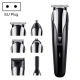 Tondeuse Électrique 6 En 1 Pour Cheveux Et Corps Rechargeable USB Avec Têtes Inox Et Guides De Coupe De 1 À 12 Mm