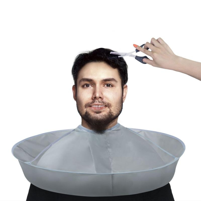 Cape De Coiffure En PE Pour Coupe Teinture Et Permanente Imperméable Pliable Avec Tour De Cou Réglable 60 Cm Grise - www.yoni...