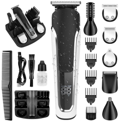 Tondeuse Électrique Homme 6 En 1 Étanche IPX6 Pour Barbe Nez Et Corps Avec Écran LED Et 80 Minutes D’Autonomie