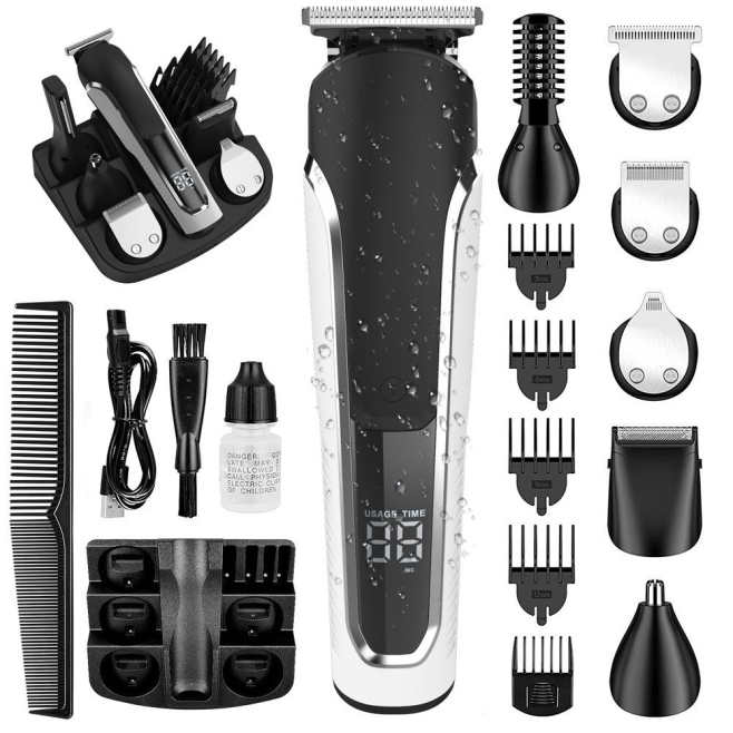 Tondeuse Électrique Homme 6 En 1 Étanche IPX6 Pour Barbe Nez Et Corps Avec Écran LED Et 80 Minutes D’Autonomie - www.yonis-sh...