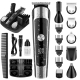 Tondeuse Électrique Homme 6 En 1 Étanche IPX6 Avec 6 Têtes Interchangeables Autonomie 80 Minutes Affichage LED Recharge USB -...