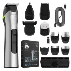 Tondeuse À Cheveux Électrique 5 En 1 Pour Visage Et Nez Étanche IPX6 Avec Éclairage LED Autonomie 90 Minutes