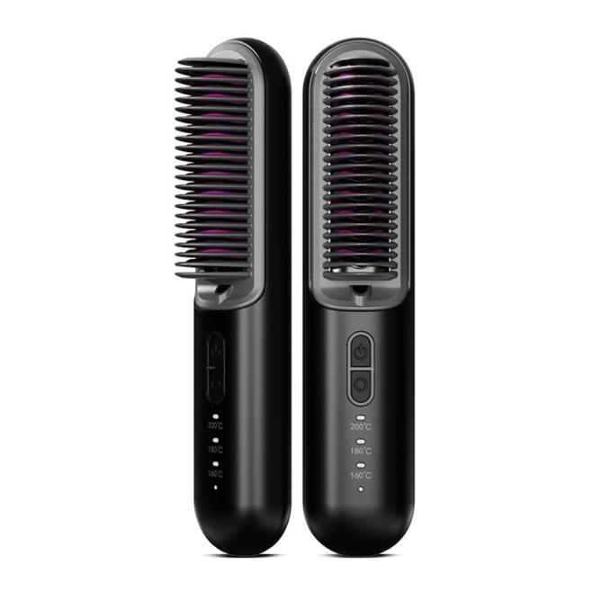 Peigne Lissant Sans Fil 2 En 1 Pour Lisser Et Boucler Les Cheveux Avec Ions Négatifs Et 3 Températures De 160 À 200 °C - www....