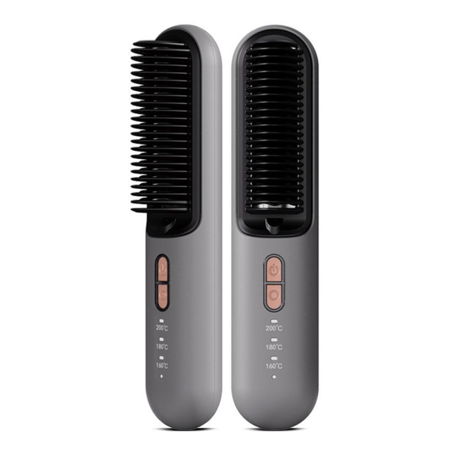 Peigne Lissant Sans Fil 2 En 1 Lissage Et Boucles À Ions Négatifs Température Réglable 160 À 200 °C - www.yonis-shop.com
