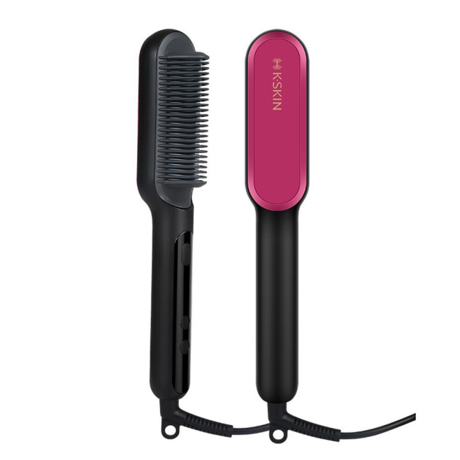 Peigne Lisseur Boucleur Cheveux 2 En 1 Avec Affichage LCD 9 Températures De 120 À 200 °C Technologie PTC - www.yonis-shop.com