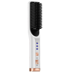 Mini Lisseur Et Boucleur 2 En 1 Sans Fil Chauffe Rapide Batterie 4000 mAh 3 Températures Peigne Anti-Brûlure Blanc