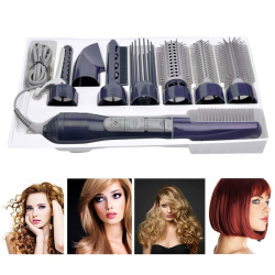 Brosse Soufflante Coiffante 8 En 1 Pour Sécher Lisser Et Boucler Avec 8 Accessoires Double Voltage